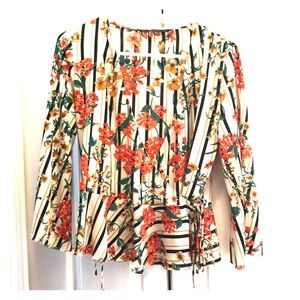 Floral & Stripe Peplum Top